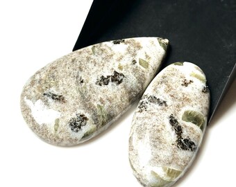 Green Tourmaline in Quartz Cabochons | 92.50ct | Polished Gemstone Pair 46–16mm