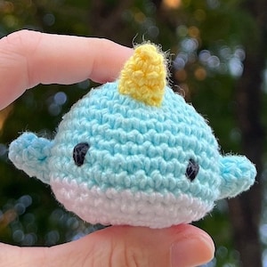 Adorable Mini Narwhal Plush: Hand-Crocheted Amigurumi Animal