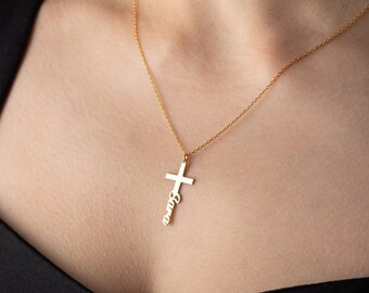 Personalized cross necklace with baptismal cross name necklace baptism cross necklace crucifix name necklace custom cross necklace with name