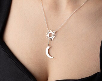 Sun and moon couple necklace sun moon necklace silver couples moon and sun necklace set sun and moon friendship necklace sun moon pendant