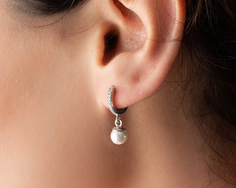 Silver pearl drop earrings dainty mother of pearl gold earrings dangle pearl earrings mother of pearl drop earrings