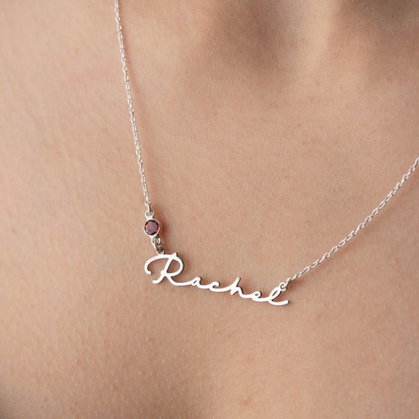 Name and birthstone necklace with name birthstone name necklace personalized name necklace with birthstone necklace with name and birthstone