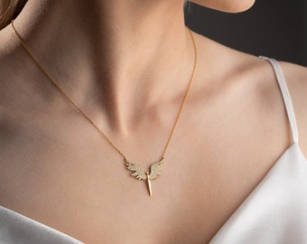Silver archangel michael necklace guardian angel wings necklace st. michael necklace guardian angel necklace religious angel pendant