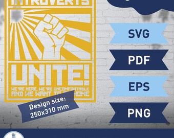 Introverts Unite! Funny Introvert Quote | Sarcastic Wall Art | Digital Download Print | Introvert Humor Poster