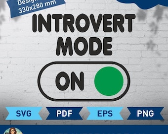 Modalità introversa sul design / Citazione divertente sull'introverso / Maglietta, tazza, borsa e poster / Grafica nera minimalista / Regalo per introversi