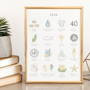 Catholic Liturgical Calendar 2026 | Christian Wall Art