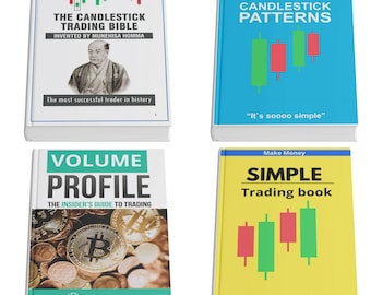 Paket med handelsböcker, enkel handelsbok, enkla ljusstakemönster, volymhandel. Bibeln för ljusstakehandel.