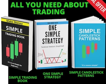Paket med handelsböcker – Enkel handelsguide, en enkel strategi och ljusstakemönster för nybörjare