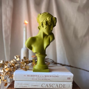 Green 10 inch Sappho Bust , Sappho of Lesbos, Statue of the poet Sappho, Bookshelf Decor, Greek Goddess, Roman Decoration, Housewarming Gift