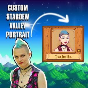 Custom STARDEW VALLEY Portrait, Personalized Stardew Valley Poster, Custom Pixel Art Portraits, Personalized Pixel Art Portrait