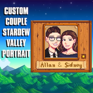 Portrait de couple personnalisé STARDEW VALLEY, affiche de couple personnalisée Stardew Valley, portrait personnalisé d'art de pixel de couple, affiche de pixel de couple