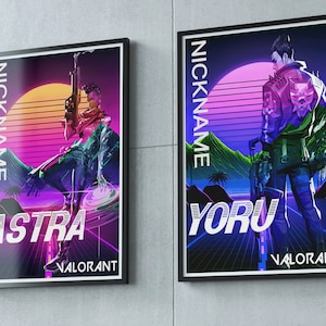 Custom Valorant Poster, Valorant Retro Poster, Valorant Game Poster Print, Astra, Yoru, Killjoy, Valorant Art, Viper, Raze