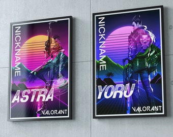 Custom Valorant Poster, Valorant Retro Poster, Valorant Game Poster Print, Astra, Yoru, Killjoy, Valorant Art, Viper, Raze