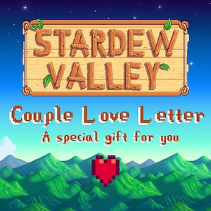 Carta de amor de pareja personalizada STARDEW VALLEY, carta de amor de pareja personalizada Stardew Valley, carta de arte de píxeles personalizada de pareja, carta de amor