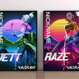 Custom Valorant Poster, Retro Valorant Poster, Valorant Game Poster Print, Reyna, Jett, Killjoy, Valorant Art, Viper, Raze