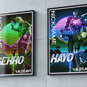 Custom Valorant Poster, Valorant Retro Poster, Valorant Game Poster Print, Gekko, Kayo, Reyna, Jett, Valorant Art, Viper, Raze