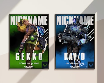 Custom Valorant Poster, Personalized Valorant Poster, Valorant Game Poster Print, Reyna, Jett, Killjoy, Astra, Raze, Gekko, Gaming Poster