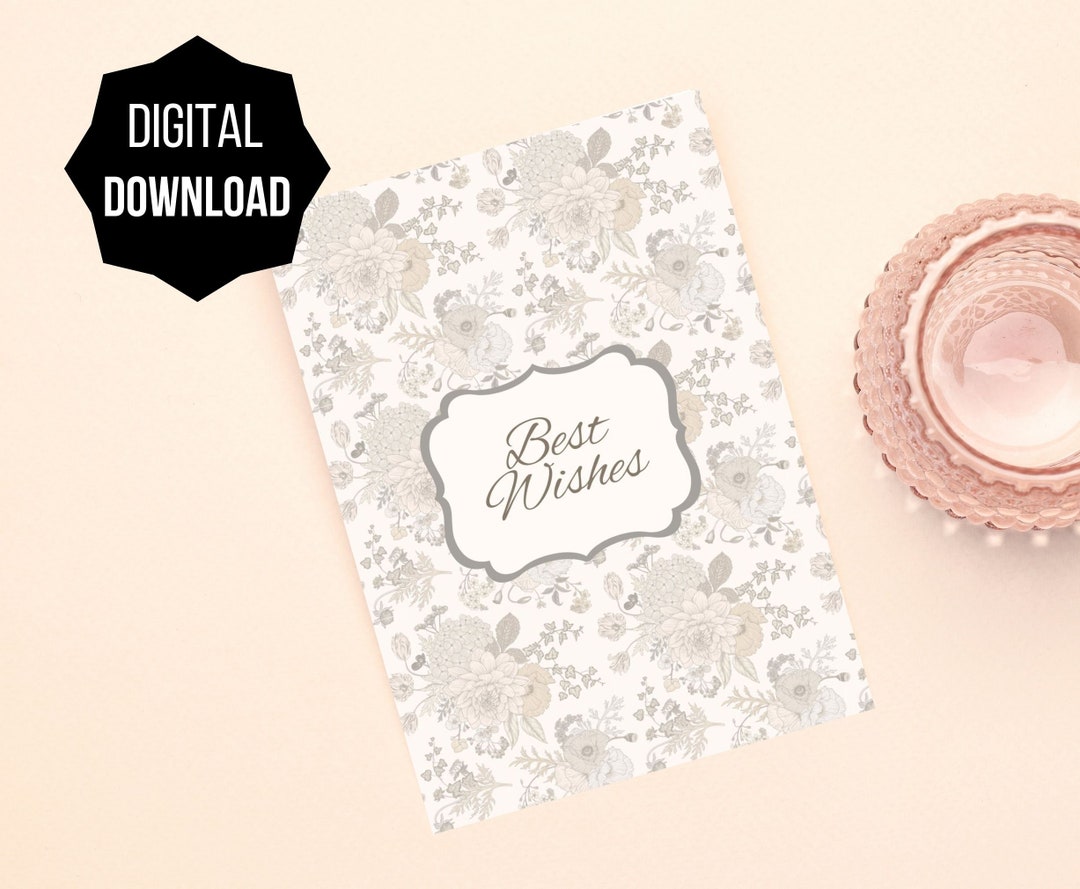 Printable Best Wishes Card Instant Download 7x5 Inch Best - Etsy