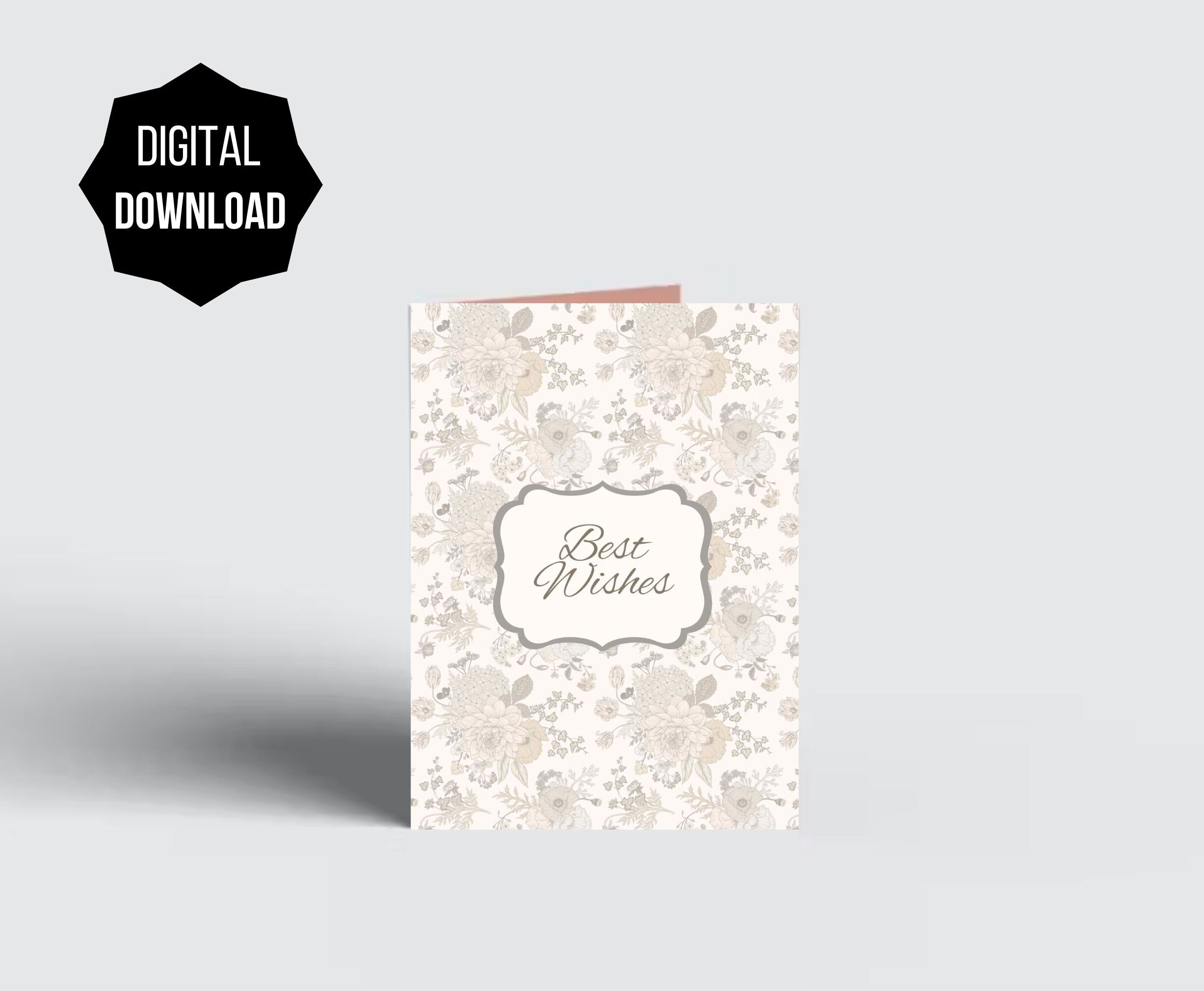 Printable Best Wishes Card Instant Download 7x5 Inch Best - Etsy