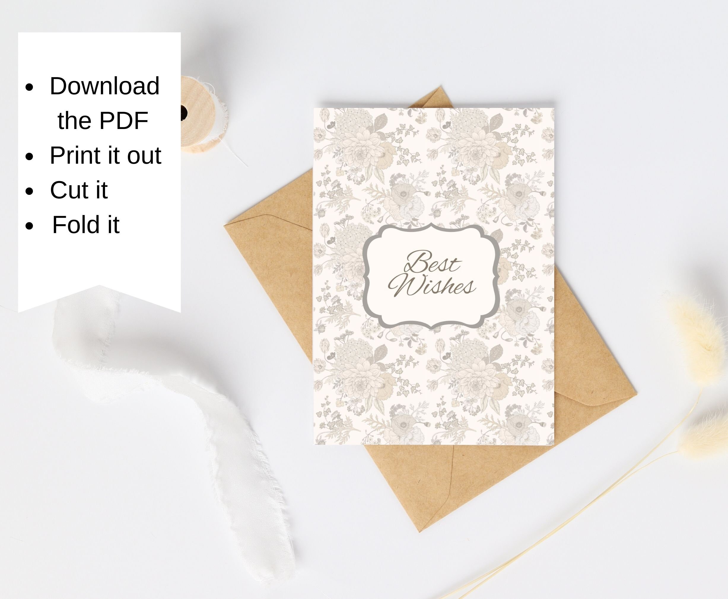 Printable Best Wishes Card Instant Download 7x5 Inch Best - Etsy