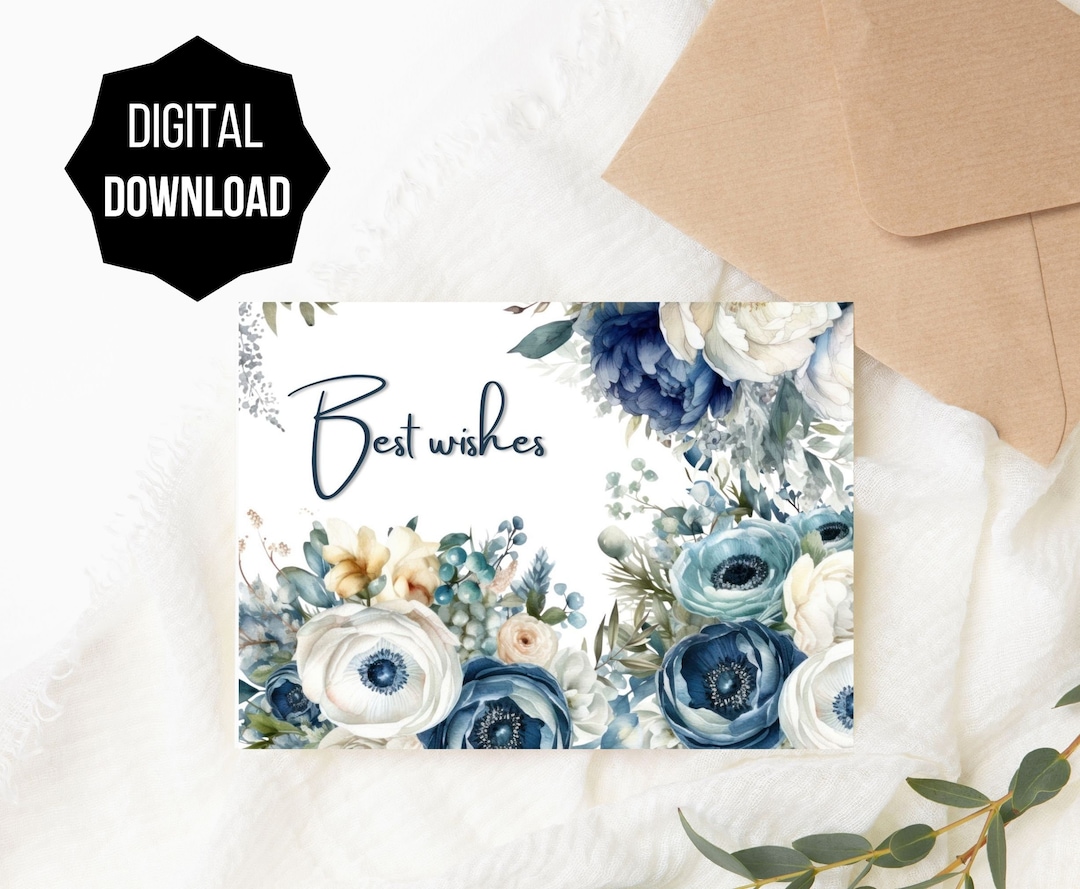 Printable Best Wishes Card Instant Download 7x5 Inch Best - Etsy