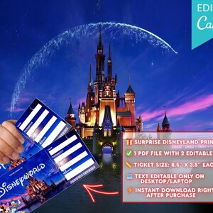 Disney Surprise Ticket Printable • Editable Gift Ticket Canva Template • Disneyland Disneyworld Voucher • SVG + PNG • Instant Download