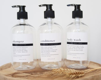 Stylish Clear Bathroom And Kitchen Bottle & Label 500ml