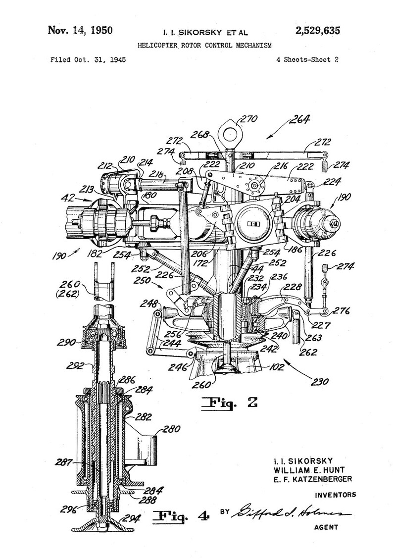 Helicopter Patent Posters Sikorsky Rotor Control Mechanism Etsy