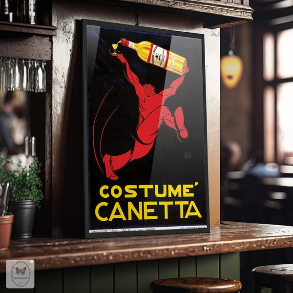 Traje de Canetta / Cartel de alcohol, Impresión de cartel vintage, Cartel Art NouAveau, Impresión retro, Decoración de pared, Idea de regalo