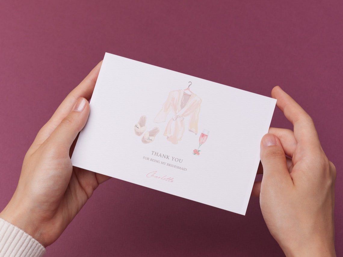 Bridesmaid Thank You Card Template, Wedding Appreciation Note, Bridal ...