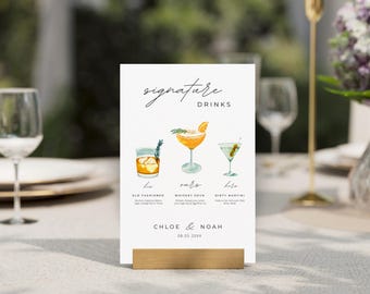 Modern Wedding Signature Cocktails Menu Template (Digital Download)