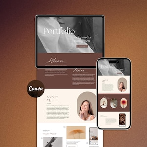 Aesthetic Portfolio for a Social Media Manager, Social Media Management Portfolio, Canva Portfolio Template