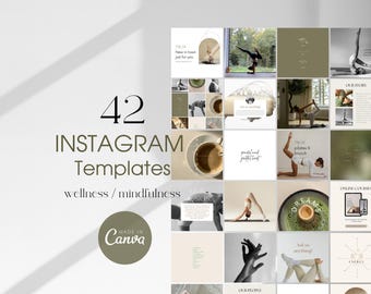 Wellness Instagram Templates: Canva Post and Story Templates