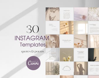 Minimalist Instagram Templates: Quotes & Poems, Canva Editable (Digital Download)
