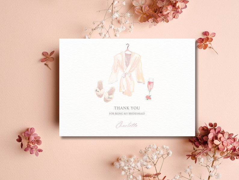 Bridesmaid Thank You Card Template Wedding Appreciation Note Bridal