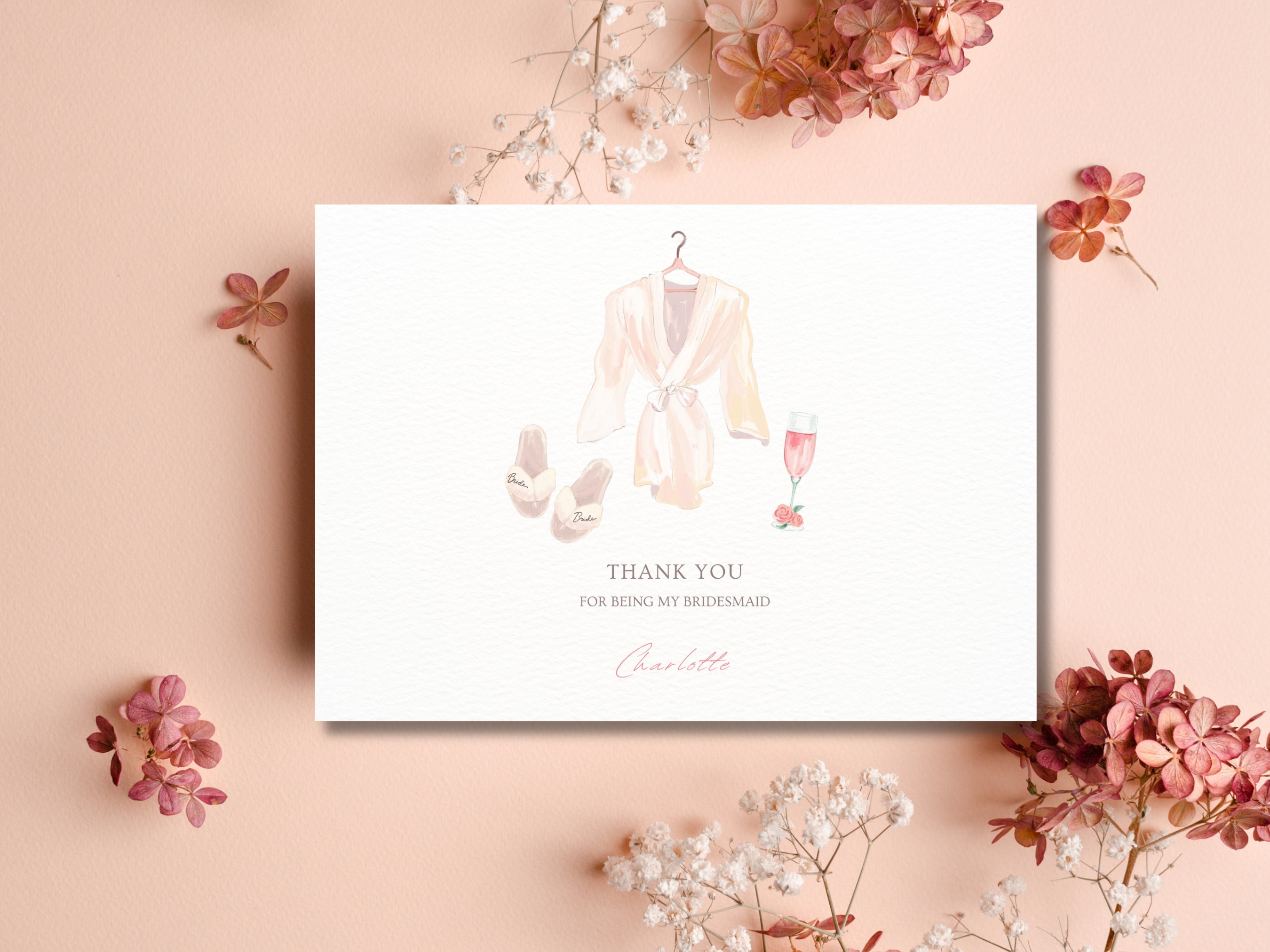 Bridesmaid Thank You Card Template, Wedding Appreciation Note, Bridal ...