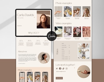 UGC Creator Portfolio Website Template: Canva Editable Media Kit