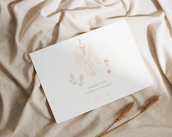 Bridesmaid Thank You Card, Wedding Appreciation Note, Bridal Party Gift, Card Template