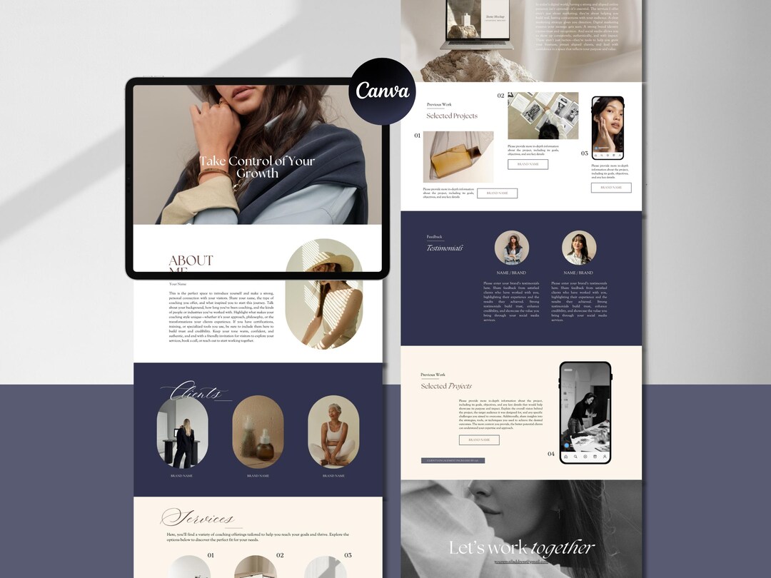 Business Coach Website Template Canva Landing Page (digital Download