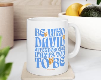 David Attenborough Ceramic Mug, Baby Blue Mug, Retro Quote Mug, David Attenborough Quote, Nature Mug, Our Planet, Nature Love Mug, Minimal