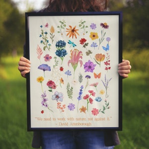 David Attenborough Print, Flower Market Poster, David Attenborough Quote, Quote Print, Botanical Poster, Nature Print, Nature Love, Minimal
