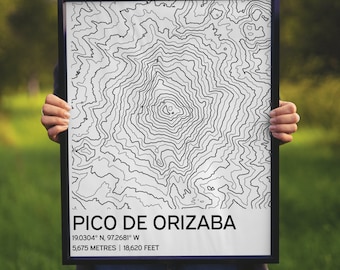 Pico de Orizaba Map Print: Topographic Contour Design (Digital Download)