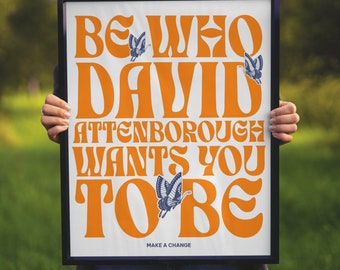 David Attenborough Quote Print: Retro Nature Art (Digital Download)