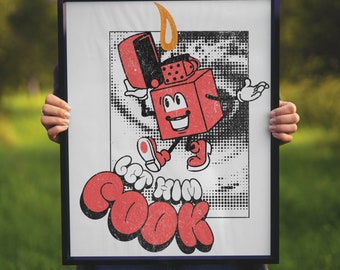 Let Him Cook Retro Print, Funny TikTok Lighter Art (Digital Download)