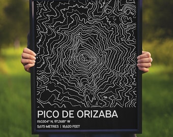 Pico de Orizaba Map Print: Topographic Contour Design (Digital Download)