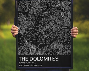 Dolomites Map Print: Topographic Contours, Minimalist Italian Poster (Digital Download)