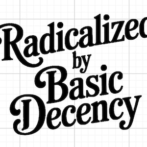 Radicalized By Basic Decency Bumper Sticker ; Laptop Decal ; Window Sticker