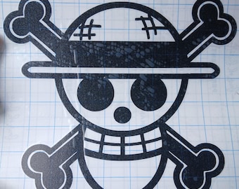 Calcomanía de vinilo de Jolly Rogers de Sombrero de Paja de One Piece