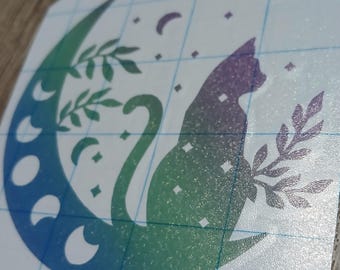 Cat and Moon Window Decal ; Bumper Sticker ; Car Decal