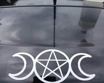 Dreifacher Mond Pentakel-Autoaufkleber; Fenster Aufkleber; Laptop Aufkleber